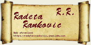 Radeta Ranković vizit kartica